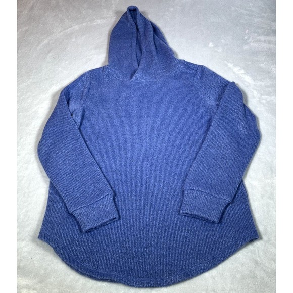Ann Taylor Loft Sweater Womens M Blue Hooded Pullover Casual Athleisure Acrylic - Picture 2 of 10
